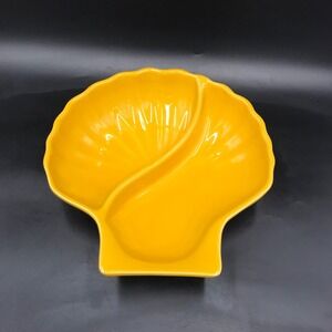 Vintage Appolia France Yellow Sea Shell Baking Divided Serving Dish 0104120